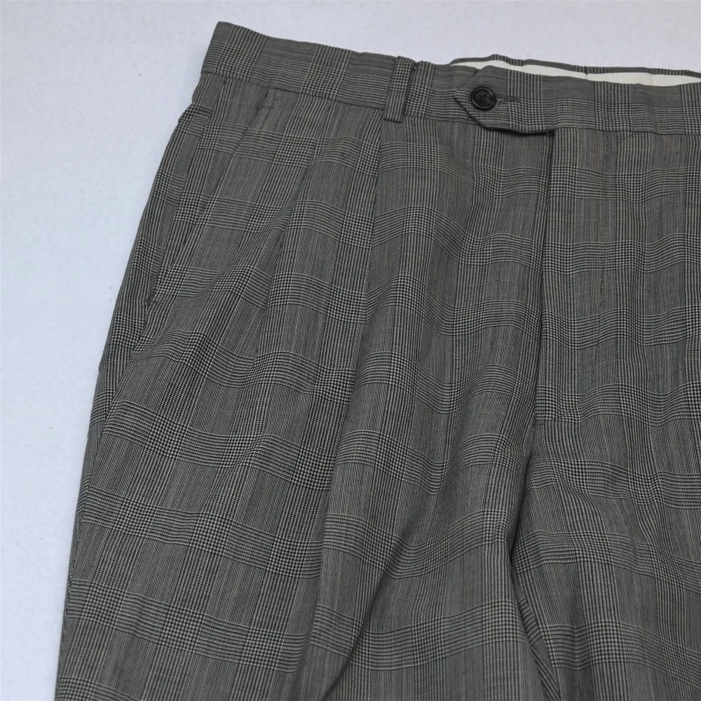 Vtg USA Made 42S 34x29 Brown Glenn Check 100% Wool Mens Jacket Pants Suit